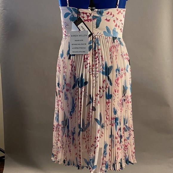 Women’s Floral Pleated Special Occasion Midi Dress - Picture 2 of 7